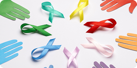 Listones de diferentes tipos de cáncer